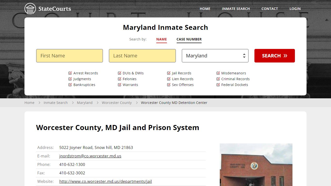 Worcester County, MD Jail and Prison System - State Courts